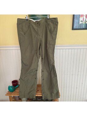 Lands End Womens Size 18 Olive Green Convertible Cargo Pants 100% Cotton